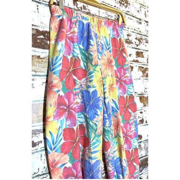 Wildfox Tropical Multicolor Floral Cotton Blend Jogger Sweatpants - Picture 4 of 7